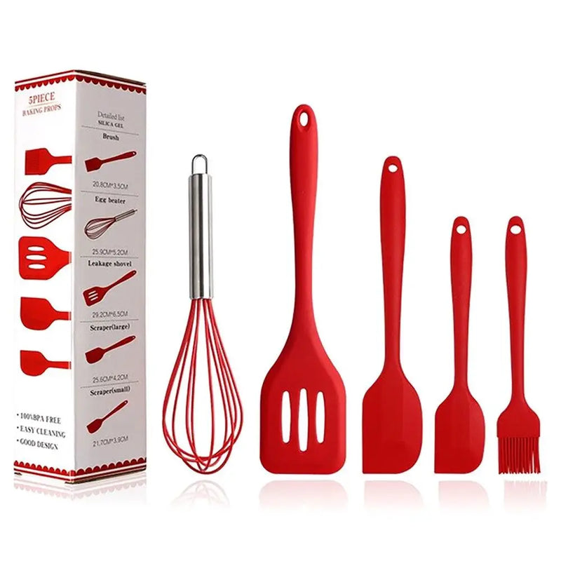 Kit Culinario de Utensílios de Silicone 5 Peças Espátula /Pinça Pegador De Alimentos /Pincel /Fouet Fue envio a cor aletoria