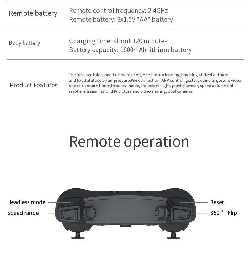 4K HD Drones Fixed Folding Dual Camera UAV with Remote Control