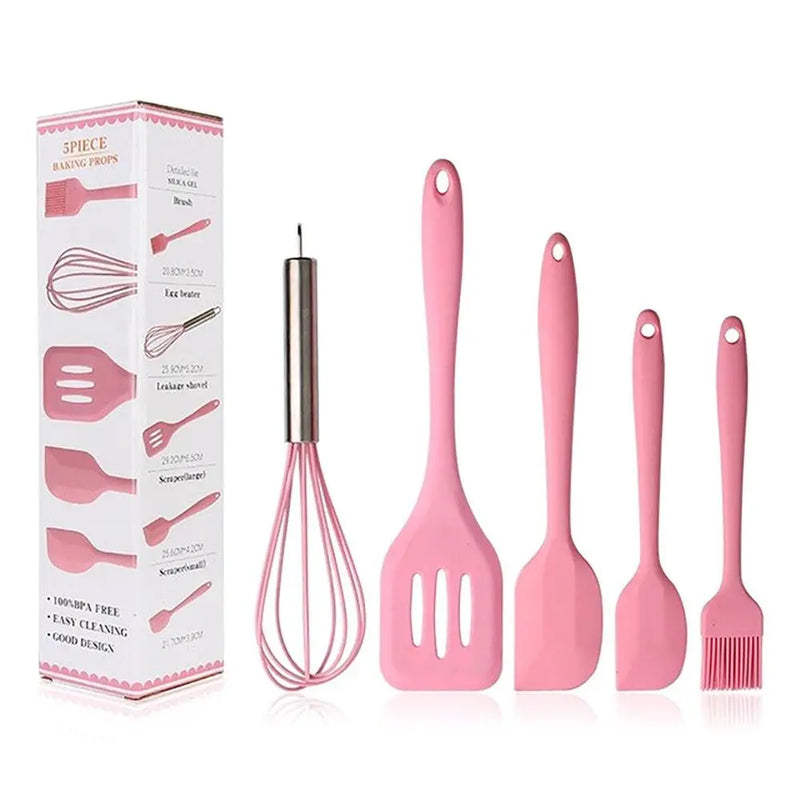 Kit Culinario de Utensílios de Silicone 5 Peças Espátula /Pinça Pegador De Alimentos /Pincel /Fouet Fue envio a cor aletoria