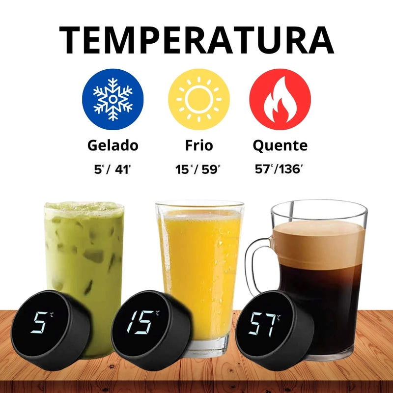 Garrafa térmica a vácuo de 500 ml com medidor de temperatura, display digital, garrafa de água com suporte para chá, à prova de vazamento