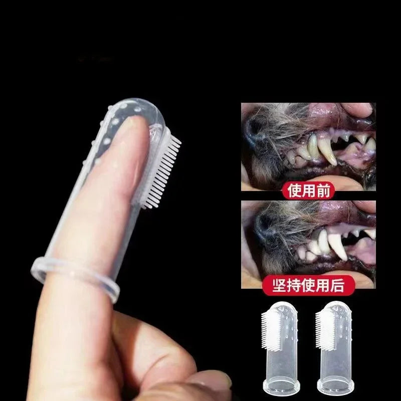 Silicone Soft Pet Finger Cuff Toothbrushes Dog Brush Bad Breath Tartar Teeth Care Tool Cat Cleaning Scrub Silicagel Pet Supplies