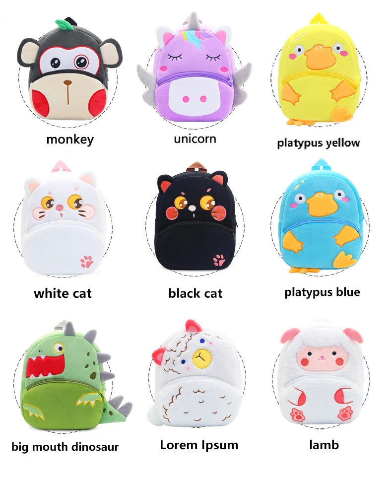 Cartoon cute plush backpack animal backpack boy girl school backpack outing leisure bag