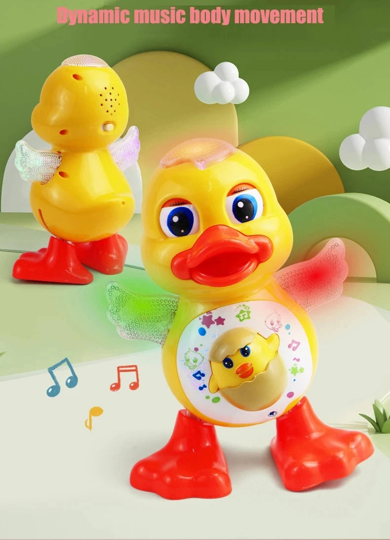 Electric Dancing Duck Funny Blink Eyes Flashing Light Shake The Body Cute Musical Cartoon Animal Educational Toy Children Gift