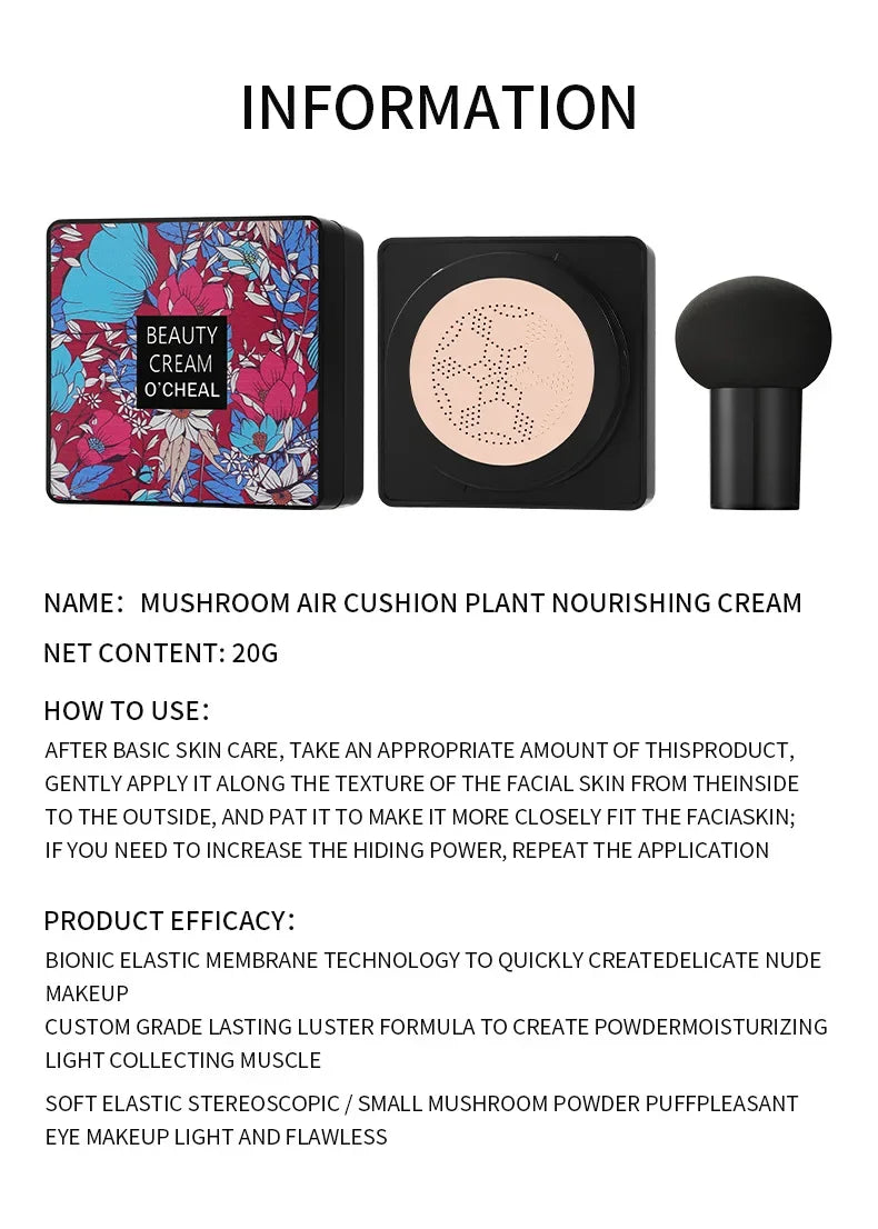 Magic Foundation Mushroom Head Air Cushion CC Cream Waterproof Brighten Foundation Cream Women Base Makeup Face Korean Cosmetics