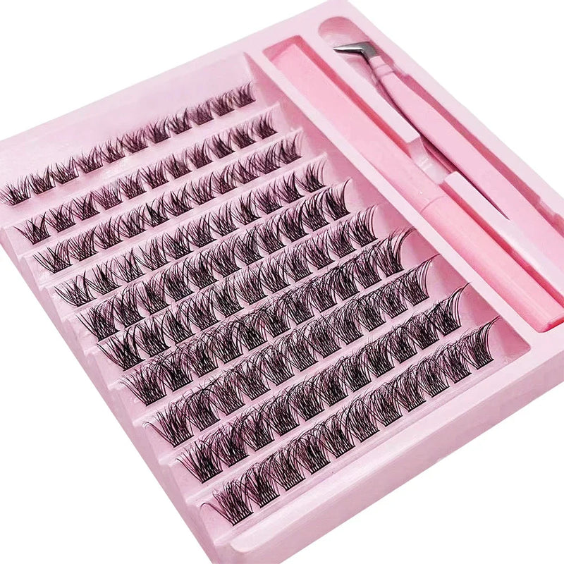 DIY Lash Clusters Extension Kit 110 Clusters With Bond Individual Lashes Kit Cluster Lashes False Eyelash Clusters With Tweezers