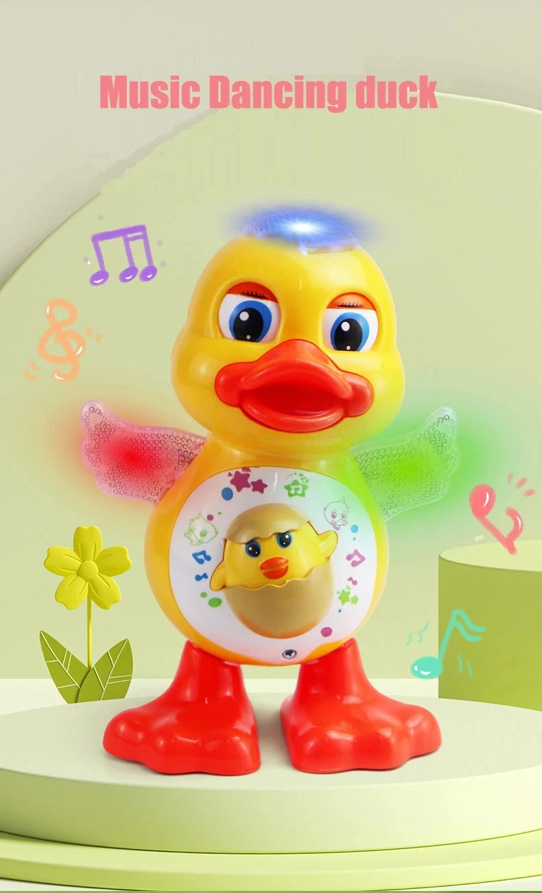 Electric Dancing Duck Funny Blink Eyes Flashing Light Shake The Body Cute Musical Cartoon Animal Educational Toy Children Gift