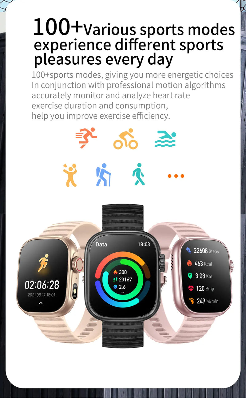 SENBONO Smart Watch / Lanterna LED 100+ Modos Esportivos Rastreador de Fitness Temperatura Corporal Tela de 2,01”