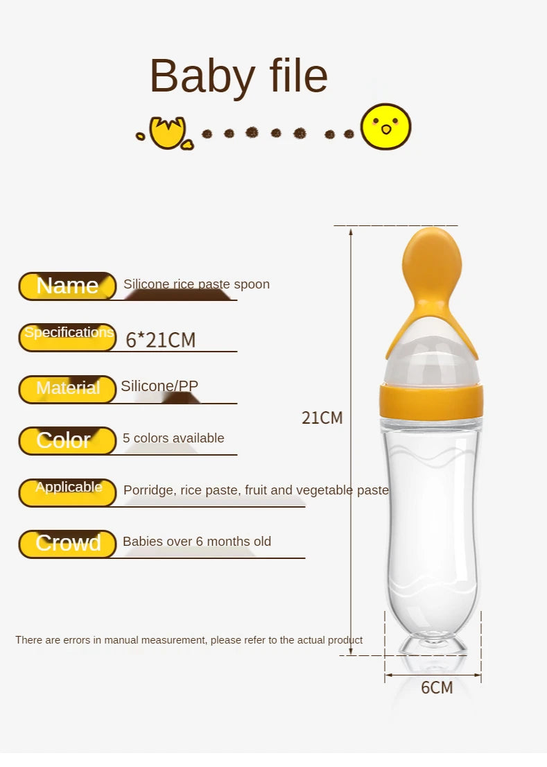 90ML Safe Newborn Baby Feeding Bottle Toddler Silicone Squeeze Feeding Spoon Milk Bottle Training Feeder Food Supplement Tools