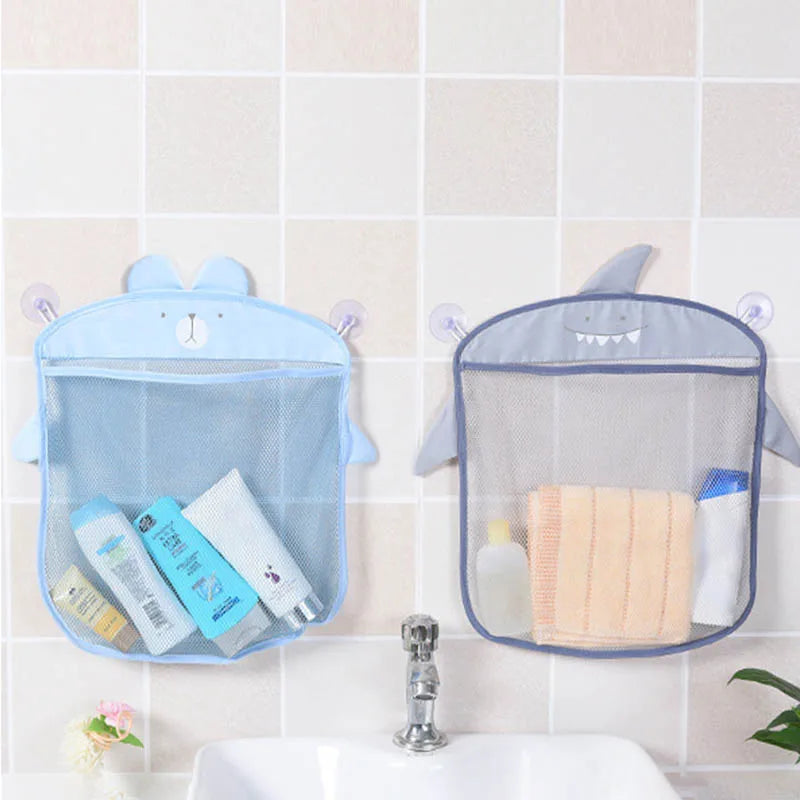 Baby Bathroom Mesh Bag Sucker Organizer For Children Bath Toys Kid Basket Cartoon Animal Shapes Cloth Sand Toys Storage Net Bag