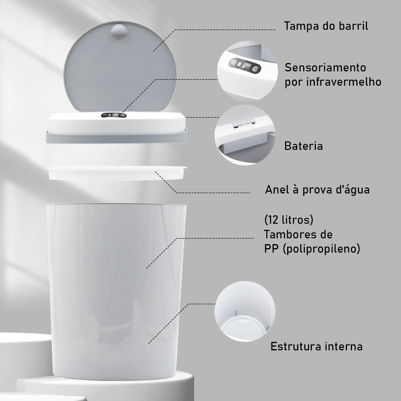 Auto Sensor bin, bathroom bin, smart bin, kitchen bin, automatic toilet bin, Brazil