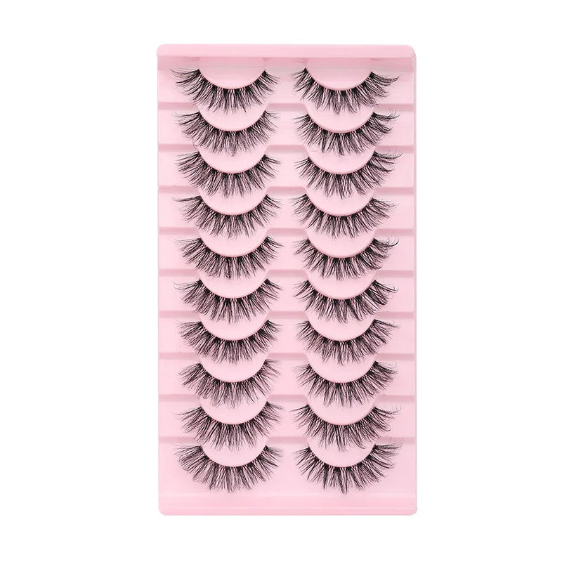 Invisible band Lashes 10 Pairs 3D Faux Mink Lashes Natural short Transparent Terrier Lashes Clear Band Soft Eyelashes Extension