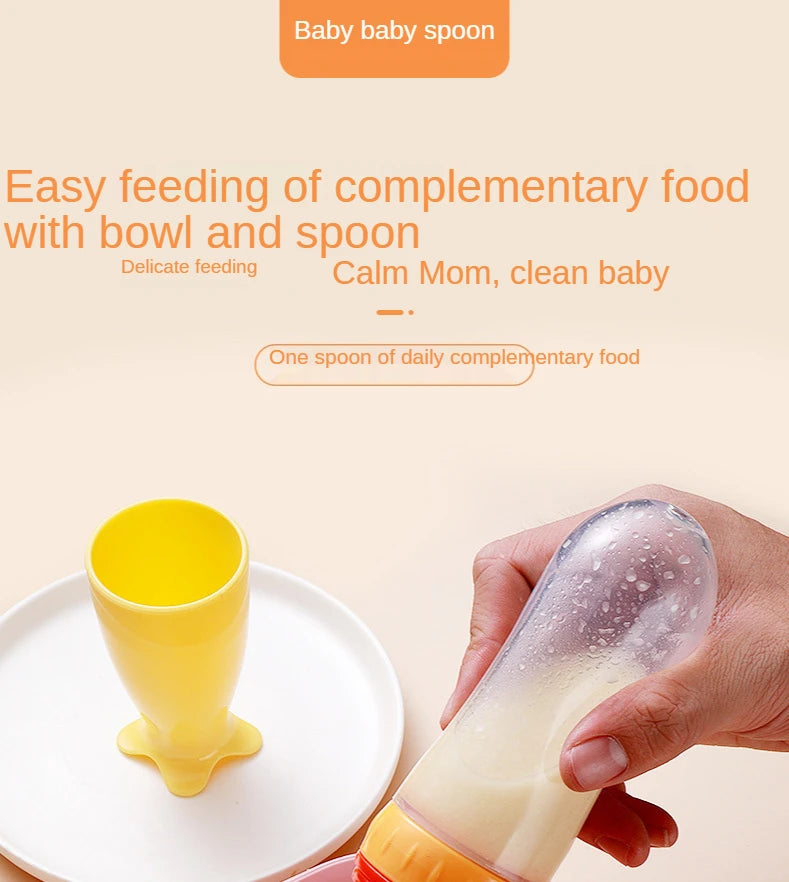 90ML Safe Newborn Baby Feeding Bottle Toddler Silicone Squeeze Feeding Spoon Milk Bottle Training Feeder Food Supplement Tools