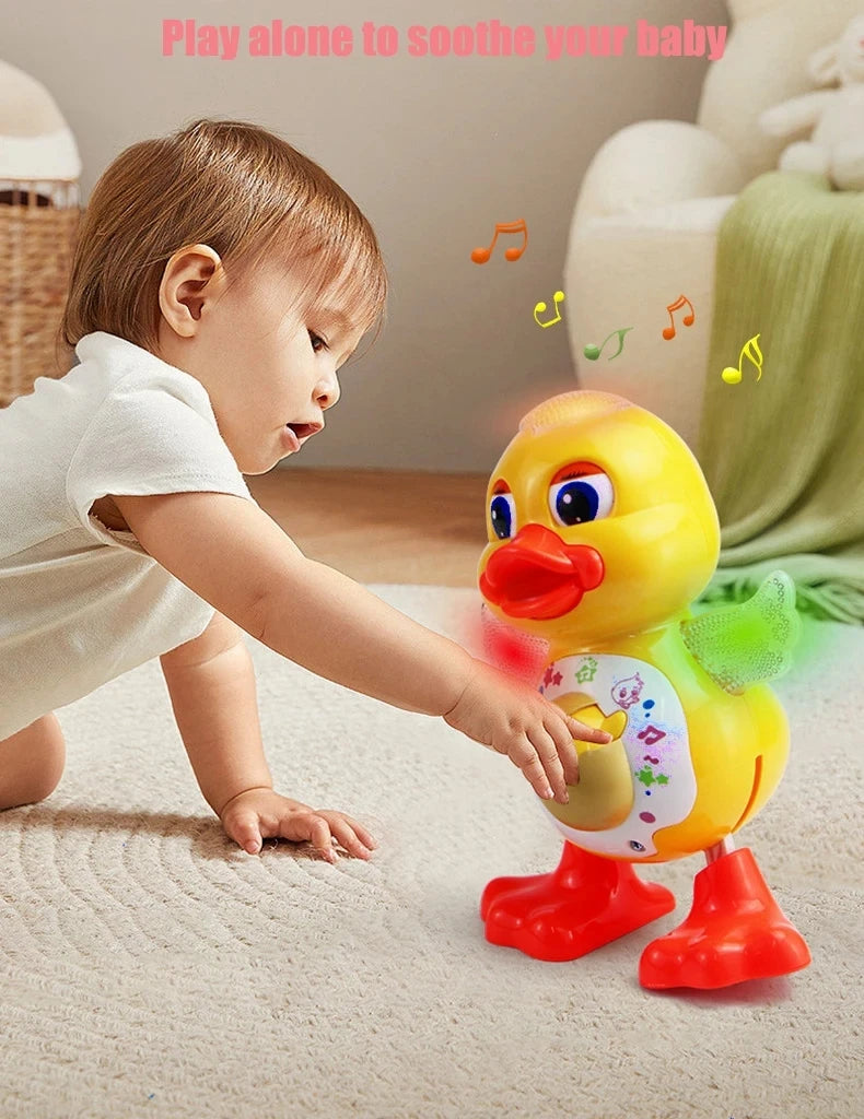 Electric Dancing Duck Funny Blink Eyes Flashing Light Shake The Body Cute Musical Cartoon Animal Educational Toy Children Gift