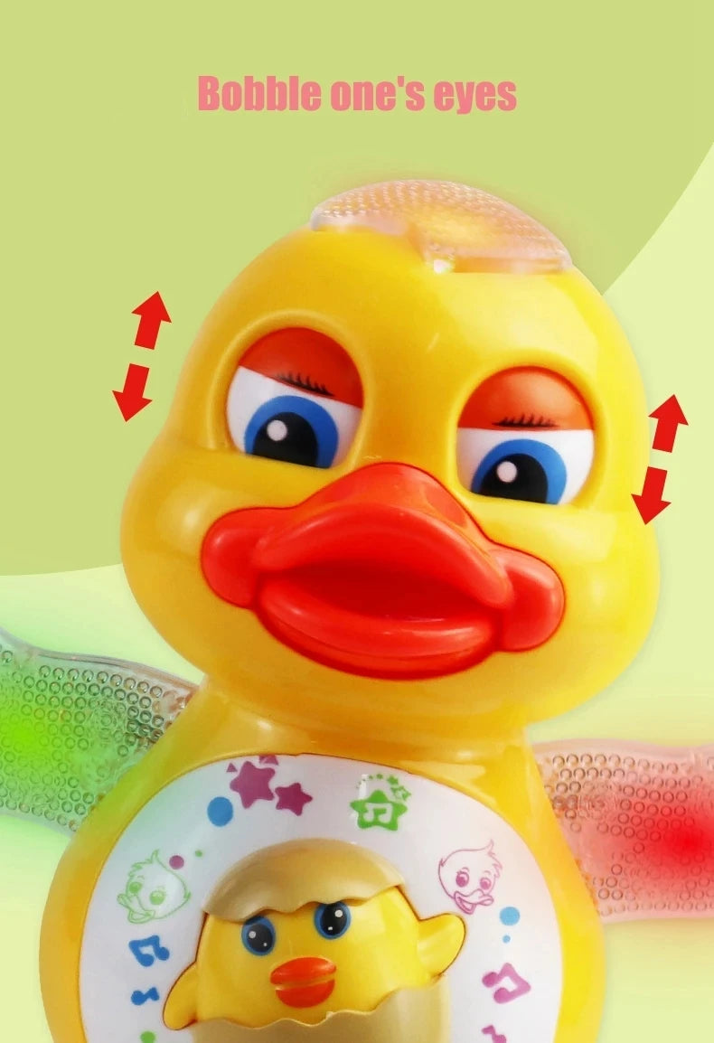 Electric Dancing Duck Funny Blink Eyes Flashing Light Shake The Body Cute Musical Cartoon Animal Educational Toy Children Gift