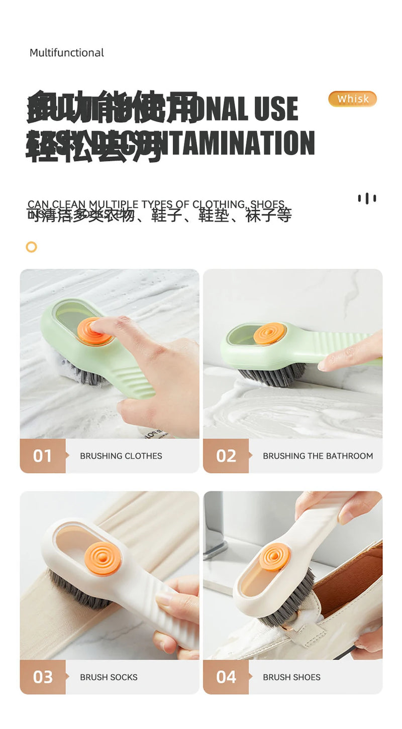 Multifunctional Liquid Shoe Cleaning Brush with Soap Dispenser Shoe Laundry Brush Scrub Brushes Soft Bristle Shoes Cleaner Brush