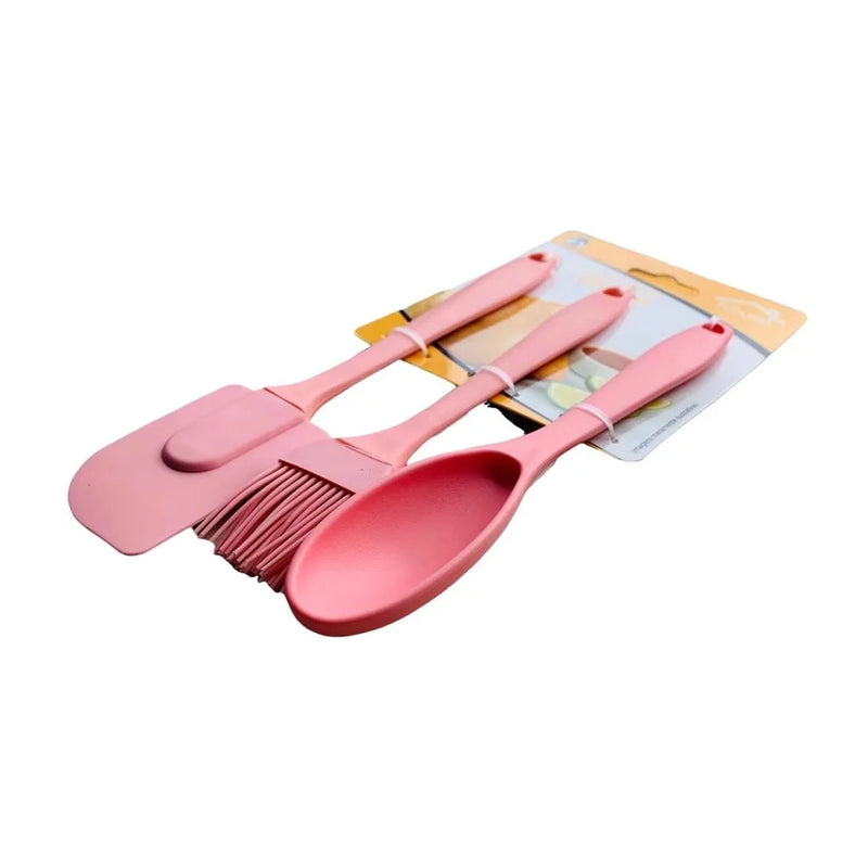 Kit 3 Peças Colher E Pincel Espátula De Silicone Culinário