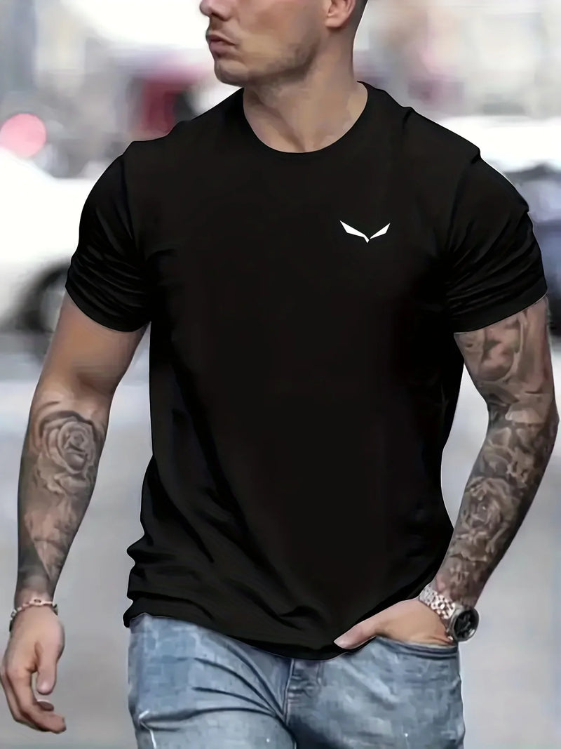 Men's Summer Loose Size 100% Cotton Bird Print Slim Fit Casual Round Neck Short Sleeve T-shirt Top