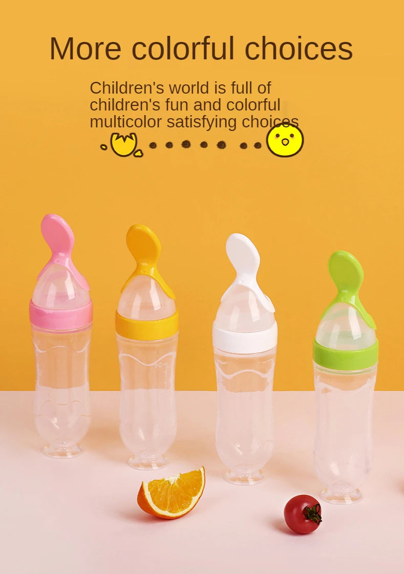 90ML Safe Newborn Baby Feeding Bottle Toddler Silicone Squeeze Feeding Spoon Milk Bottle Training Feeder Food Supplement Tools