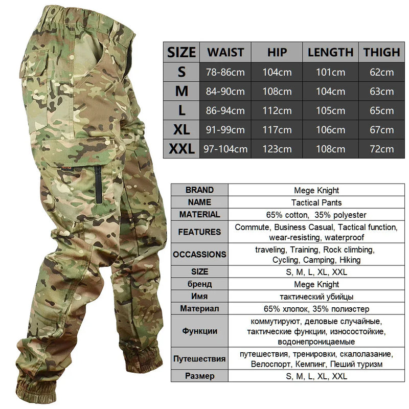 Mege Tactical Camouflage Joggers Outdoor Ripstop Cargo Pants Working Clothing Hiking Trousers Men's Streetwear